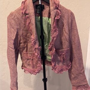 Anthro True Meaning Pink Ruffled Blazer
